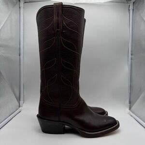 OST Holly Henry Handmade Chocolate Brown Calfskin Leather Western‎ Boots Tall